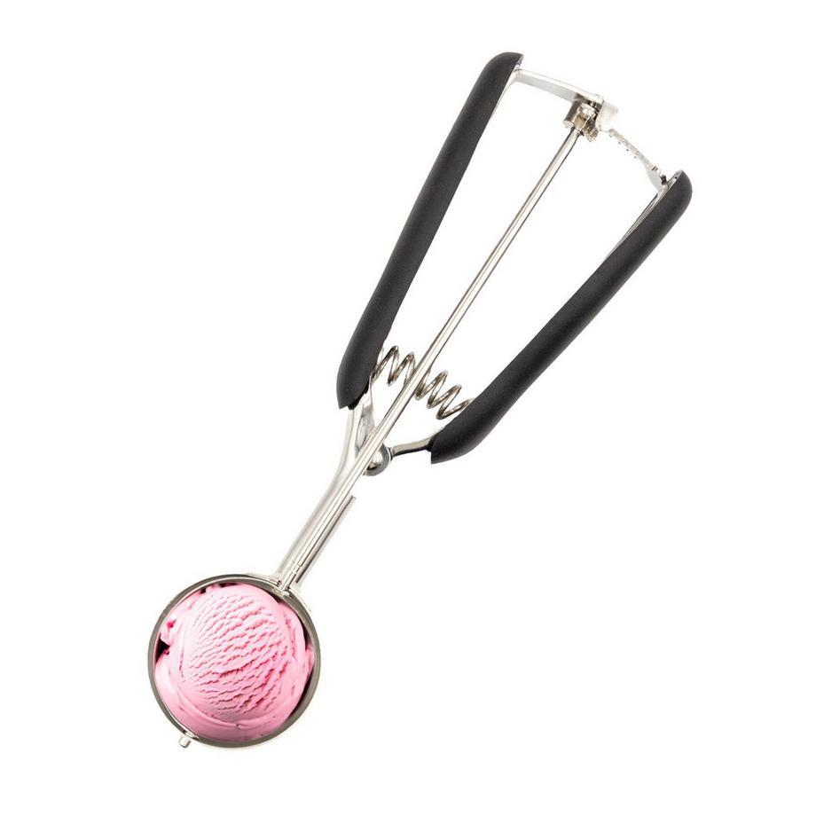 Intirilife Cuillère à glace en acier inoxydable avec manche noir