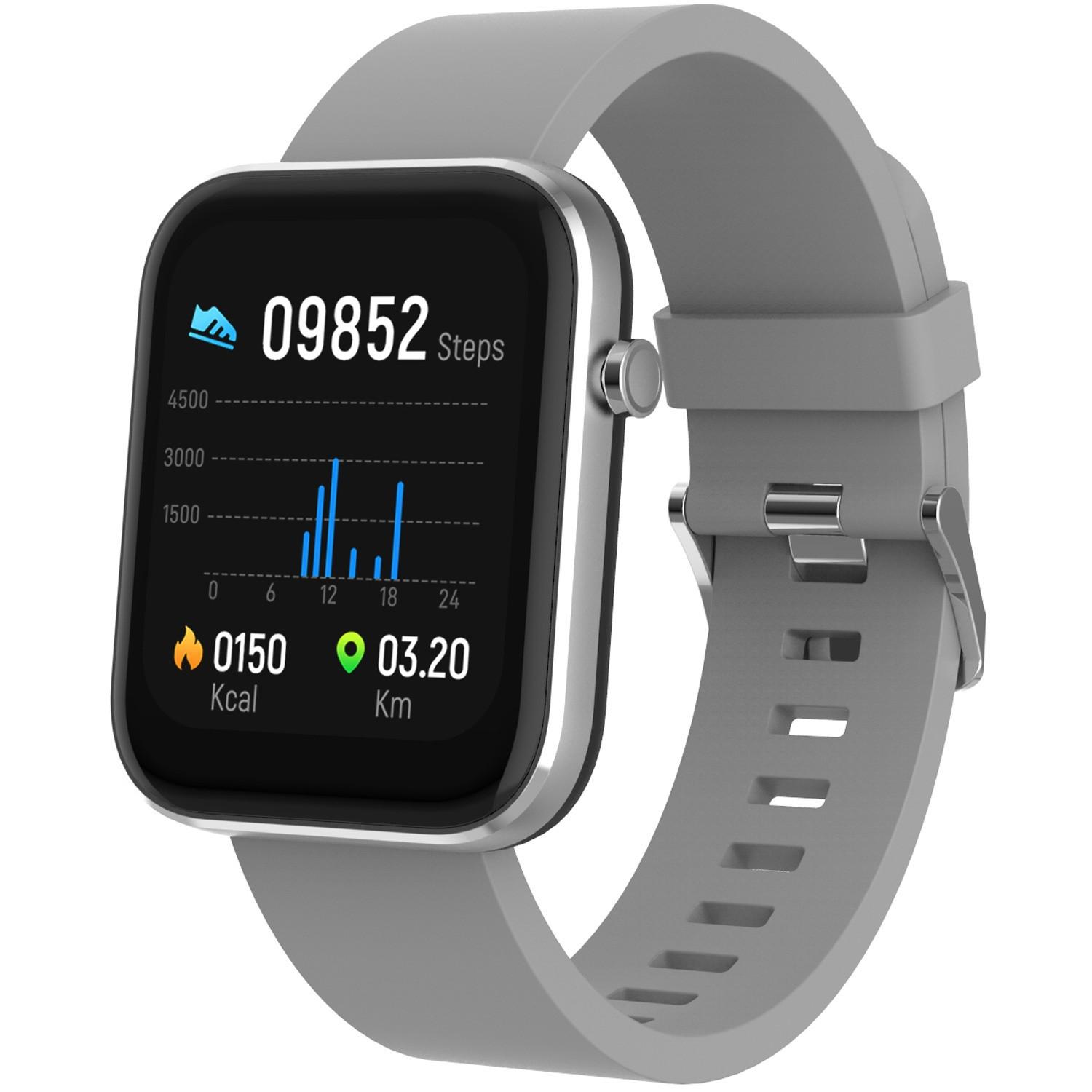 DENVER  SW-182GR Bluetooth-Smartwatch mit Herzfrequenzsensor, Blutdruck- und Blutsauerstoffmonitor 