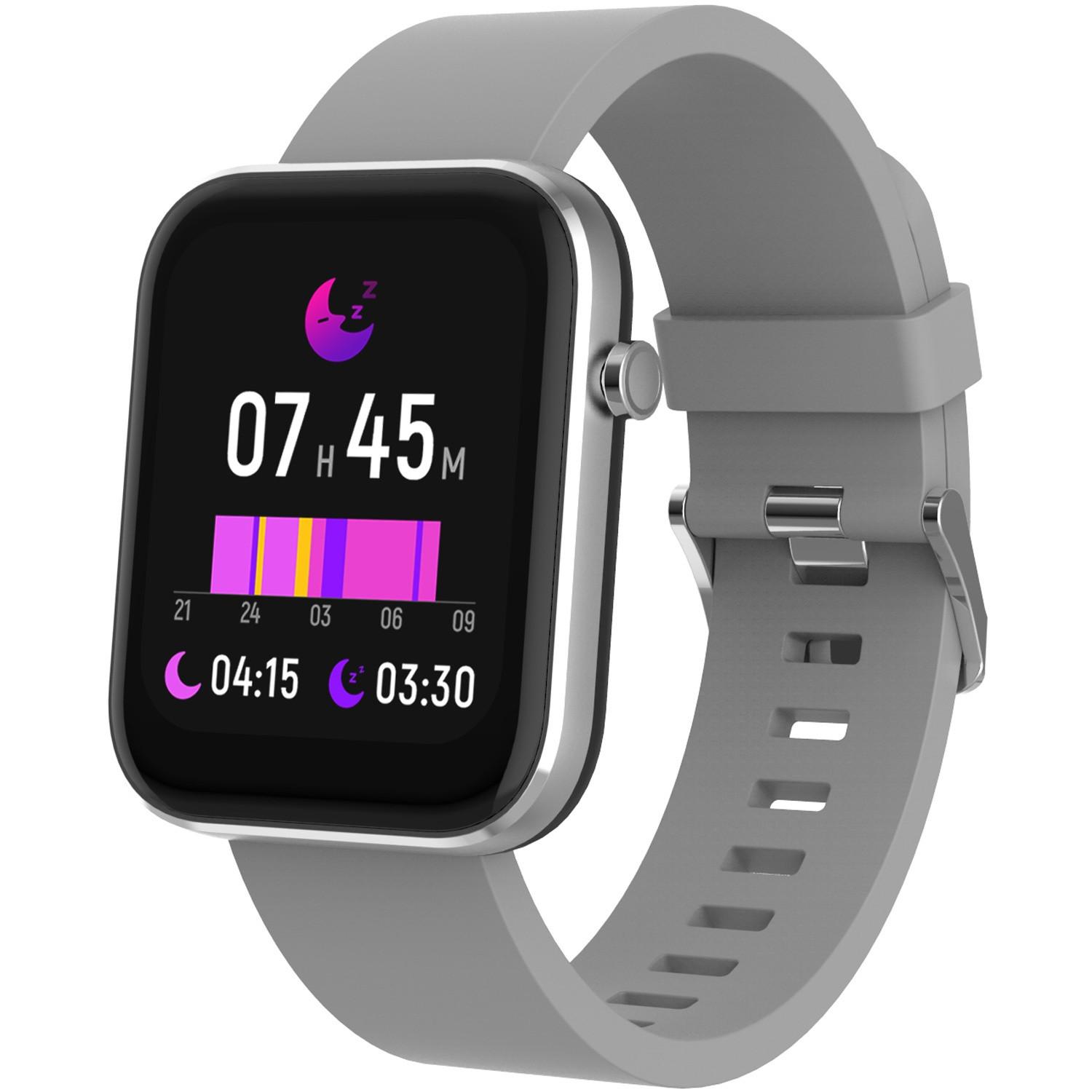 DENVER  SW-182GR Bluetooth-Smartwatch mit Herzfrequenzsensor, Blutdruck- und Blutsauerstoffmonitor 