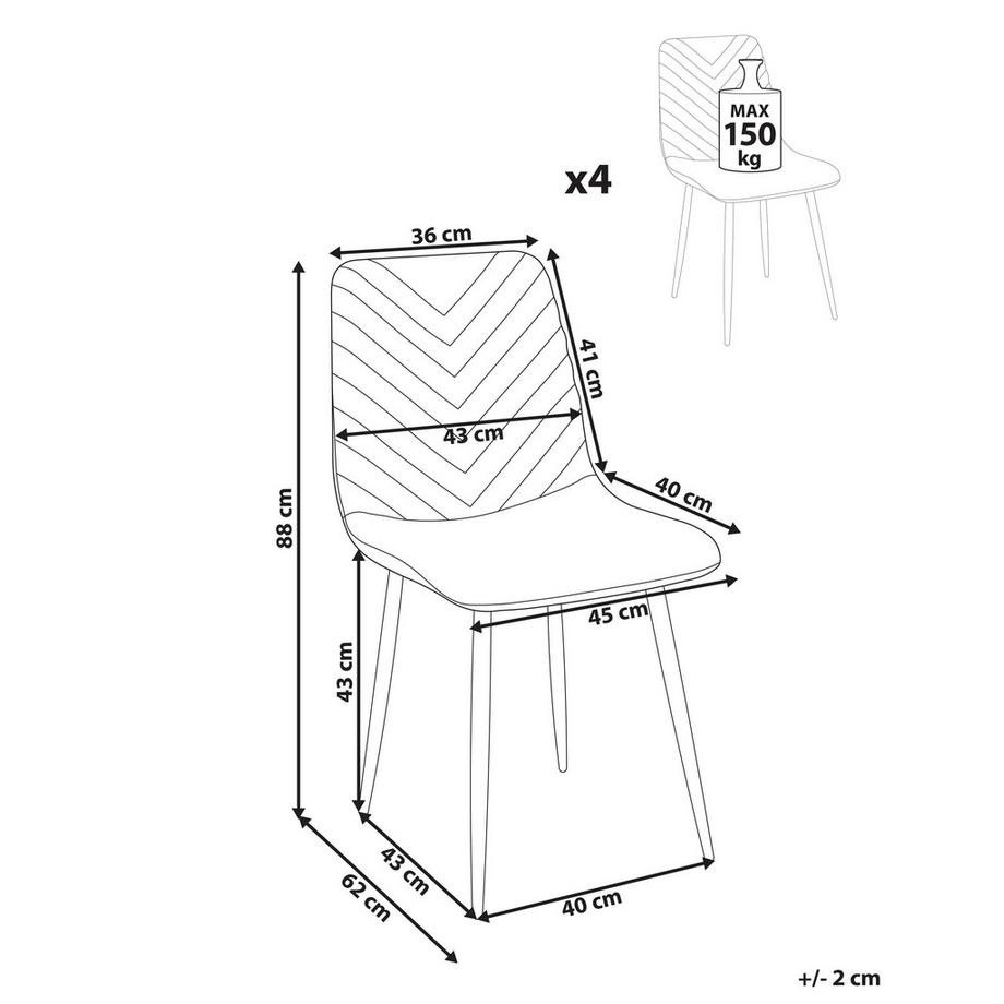Beliani Esszimmerstuhl 4er Set aus Samtstoff Modern HAVRE  