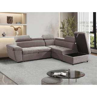 Vente-unique Canapé d'angle droit convertible en tissu texturé taupe VALDERAS  