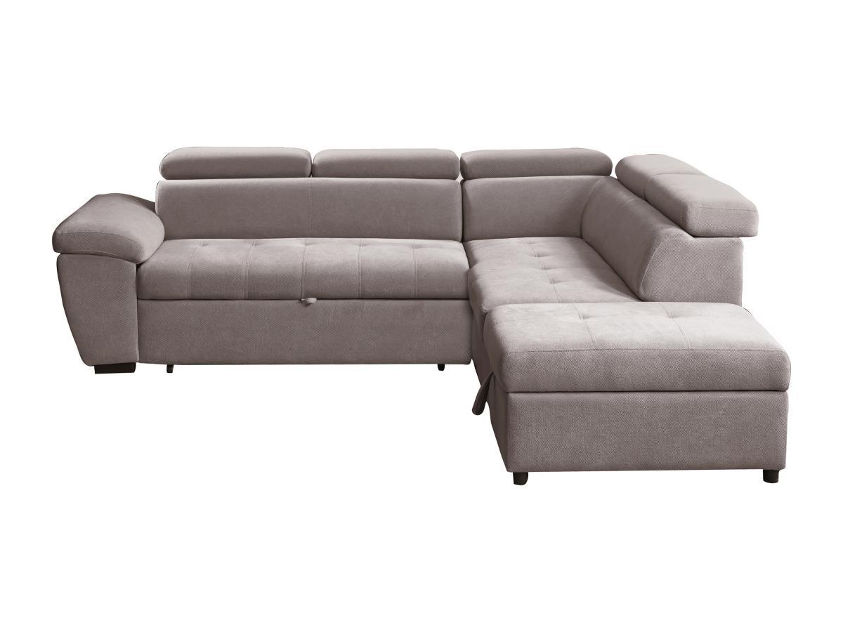 Vente-unique Canapé d'angle droit convertible en tissu texturé taupe VALDERAS  