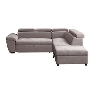 Vente-unique Canapé d'angle droit convertible en tissu texturé taupe VALDERAS  