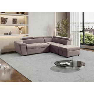 Vente-unique Canapé d'angle droit convertible en tissu texturé taupe VALDERAS  