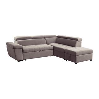 Vente-unique Canapé d'angle droit convertible en tissu texturé taupe VALDERAS  