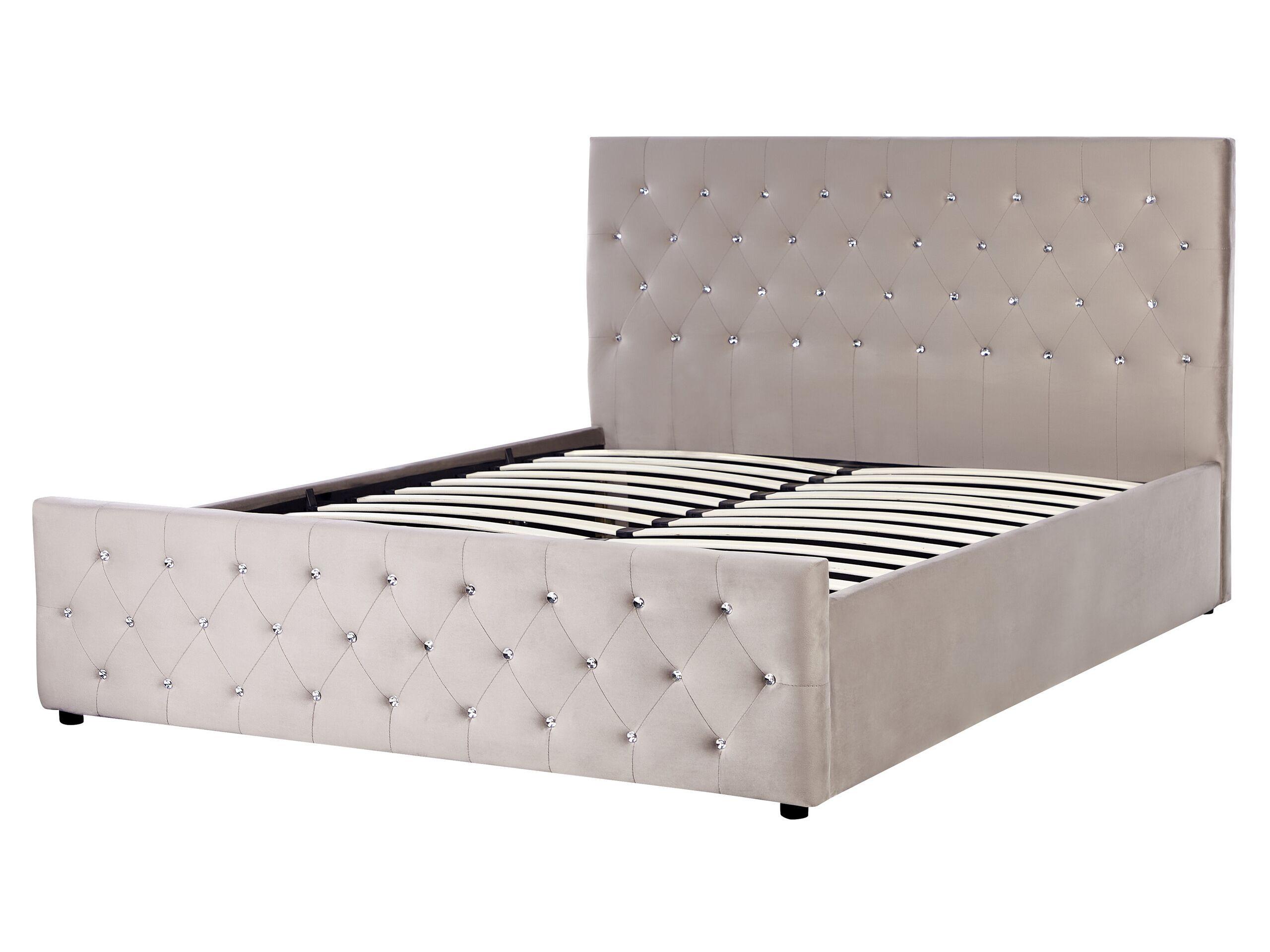 Beliani Letto a doghe en Velluto Glamour AMIENS  