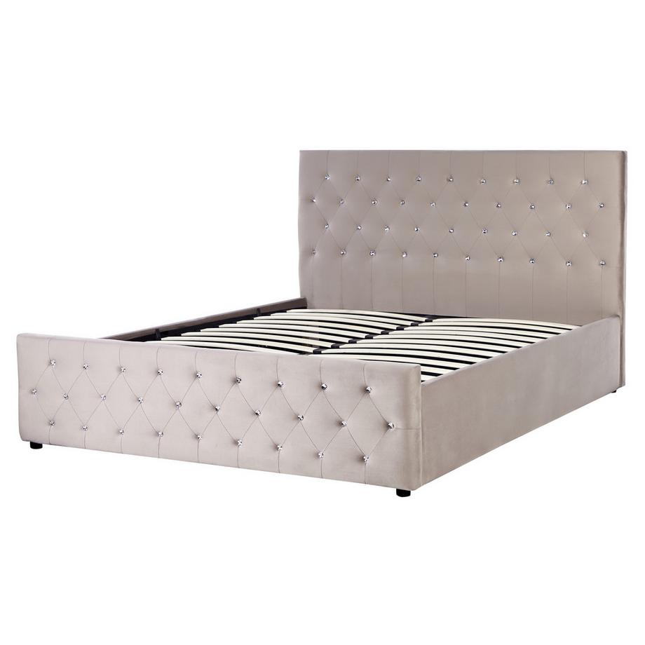 Beliani Letto contenitore en Velluto  AMIENS  