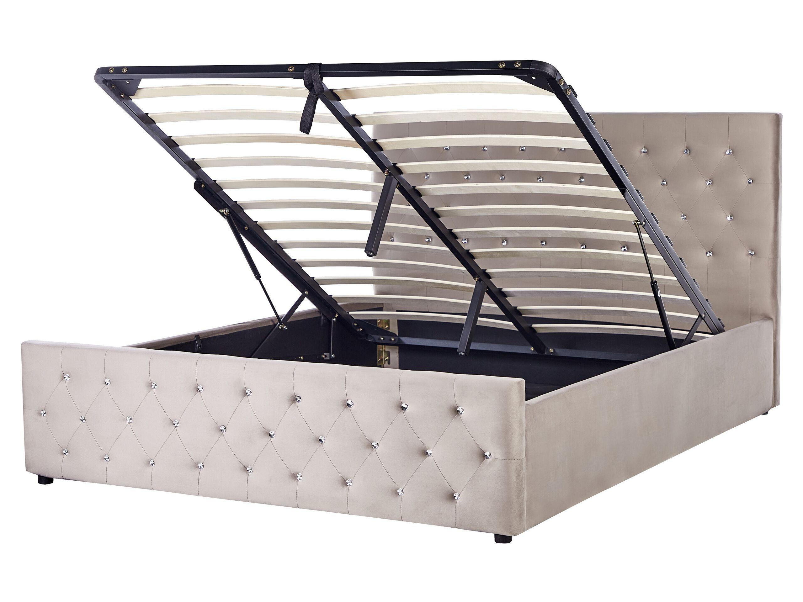 Beliani Letto a doghe en Velluto Glamour AMIENS  