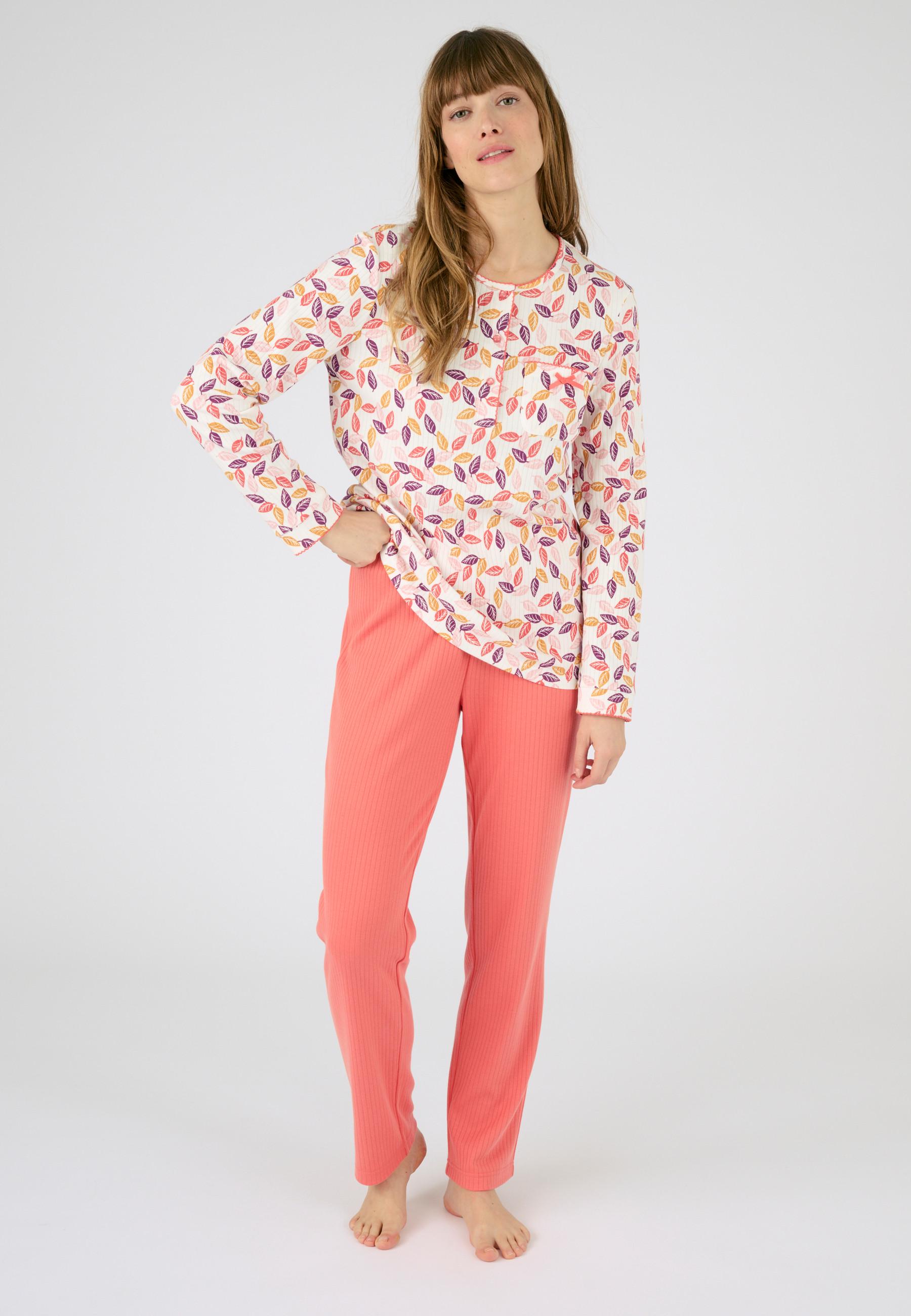 Image of Pyjama Aus Interlock-rippstrick. Damen Rosa 50/52