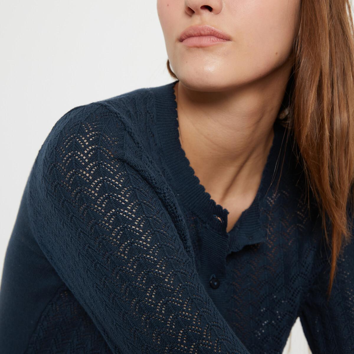 Image of Cardigan Mit Pointelle-muster Unisex Blau XXL
