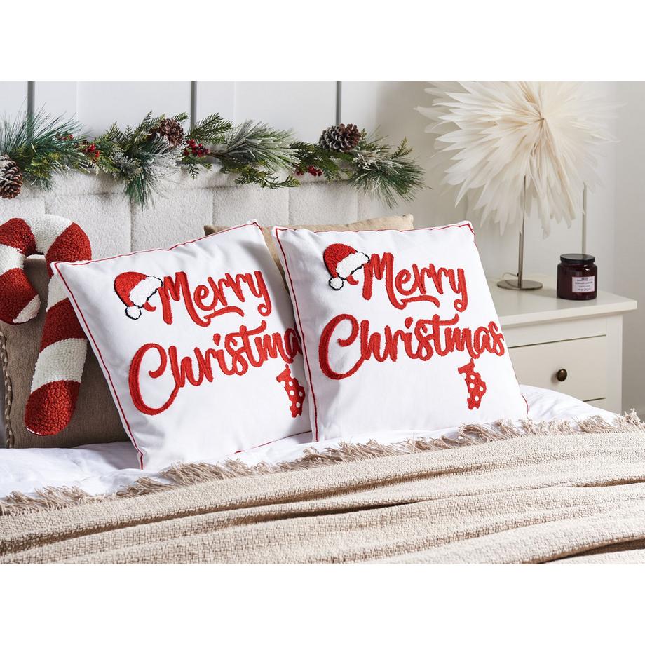 Beliani Dekokissen 2er Set aus Baumwolle  PIZZELLE  