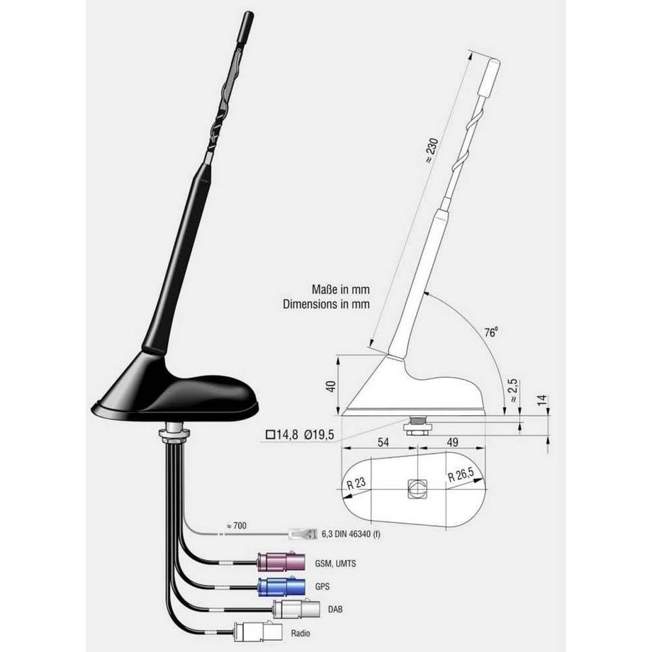 Blaupunkt  DAB-A-GSM-GPS-a Antenna DAB da tetto 