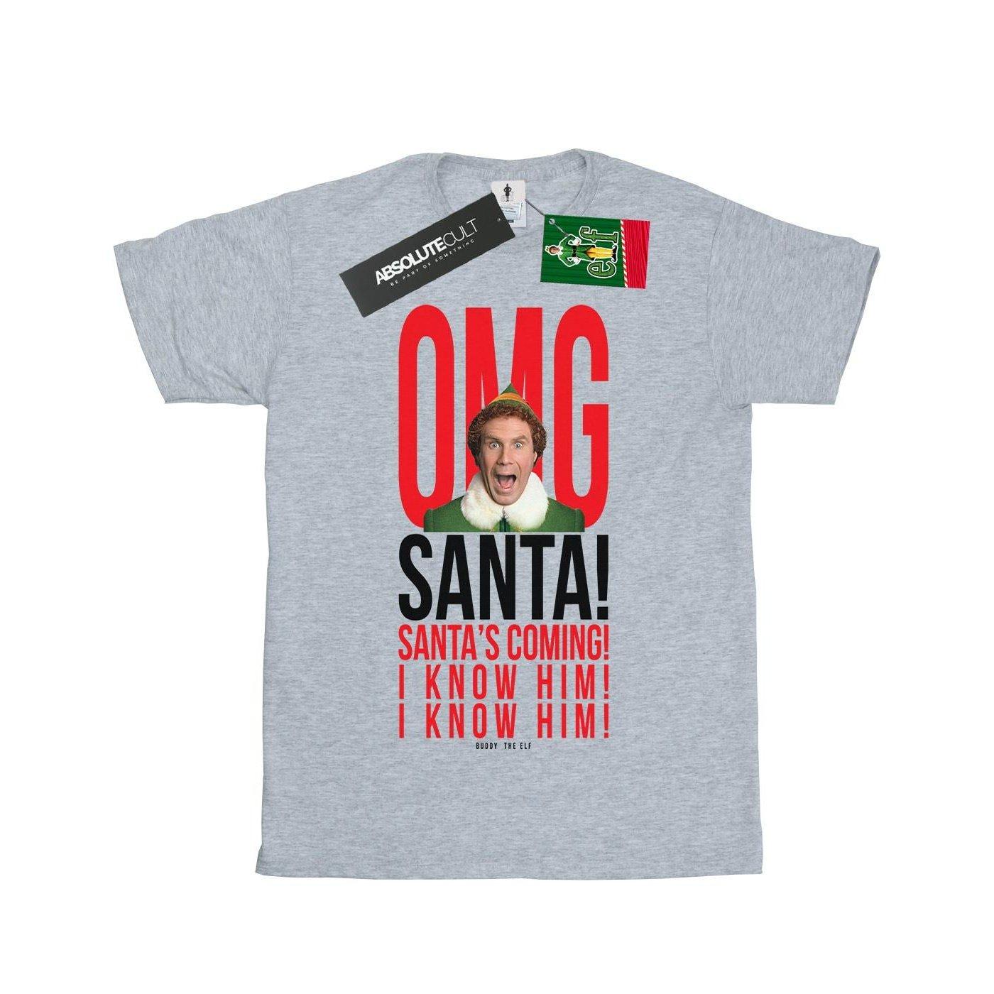 Image of Omg Santa I Know Him Tshirt Mädchen Grau 116