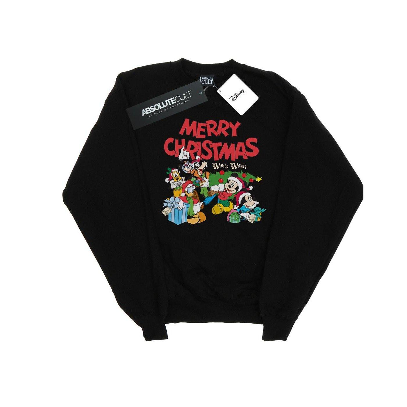 Image of Mickey And Friends Winter Wishes Sweatshirt Unisex Schwarz 128