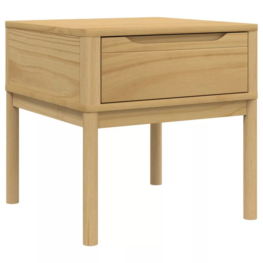 Table de chevet floro marron cire 55x55x54 cm pin massif