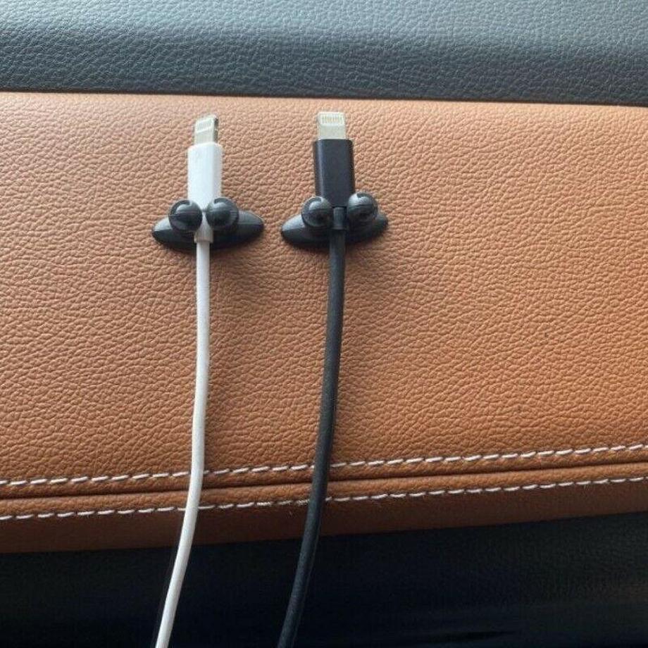 eStore  5x Kabelhalter für Auto - Schwarz 