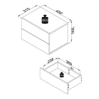 VCM Holz Wandschublade Nachtschrank Wandboard Schublade Konsole Nachttisch Usal L 45 cm  