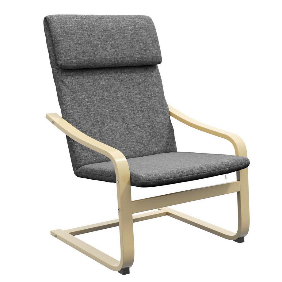Northio  Relaxsessel, Relaxstuhl, Ruhesessel mit Kopfkissen, Schwingstuhl, Esszimmerstuhl mit Leinenoptik für Wohnzimmer, Birkenholz, Dunkelgrau 66,5 x 80 x 99cm 