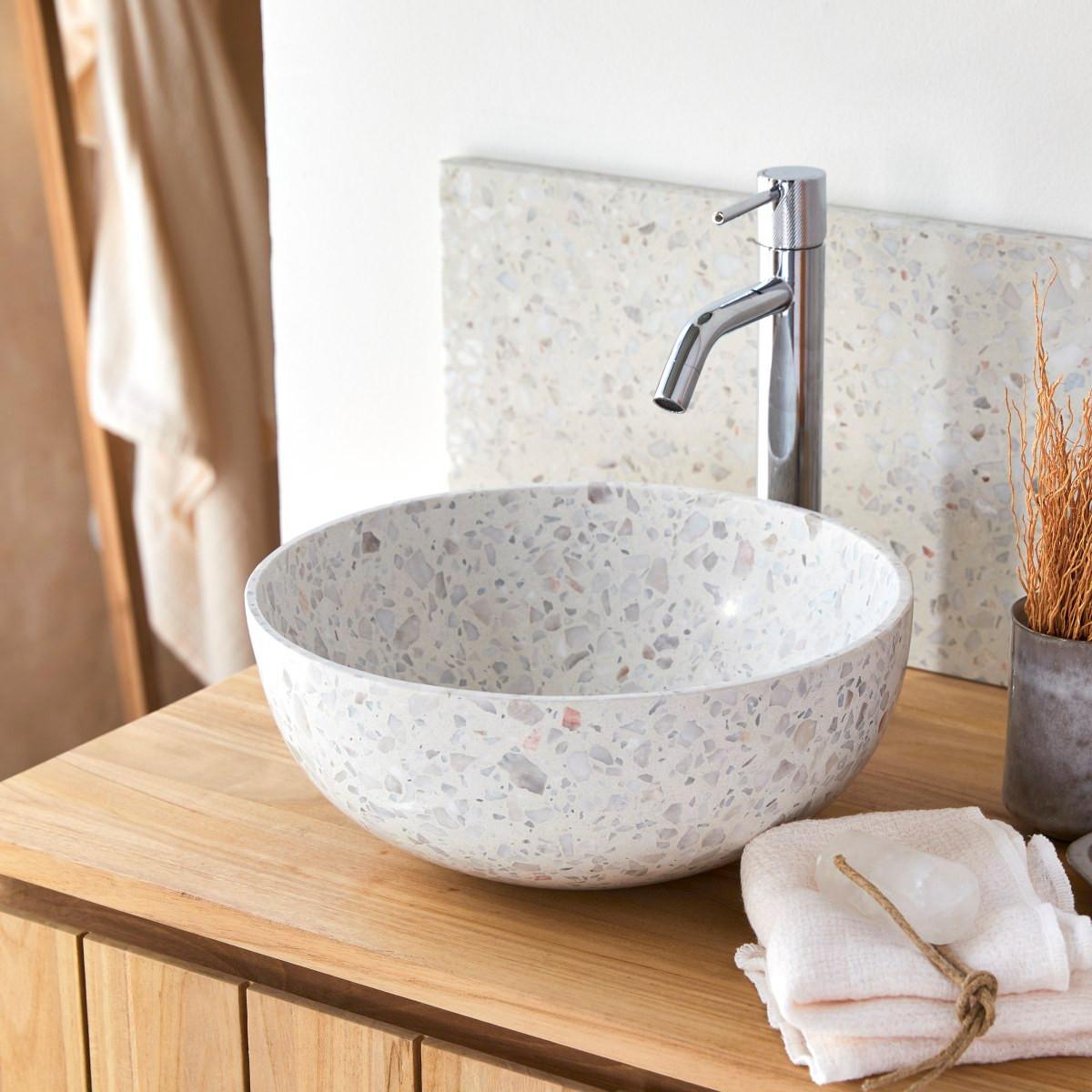 Tikamoon Lavabo rotondo in battuto di terrazzo premium moon Elea  