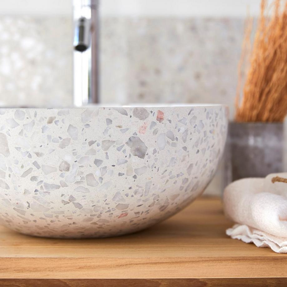 Tikamoon Lavabo tondo in battuto di terrazzo premium moon Elea  