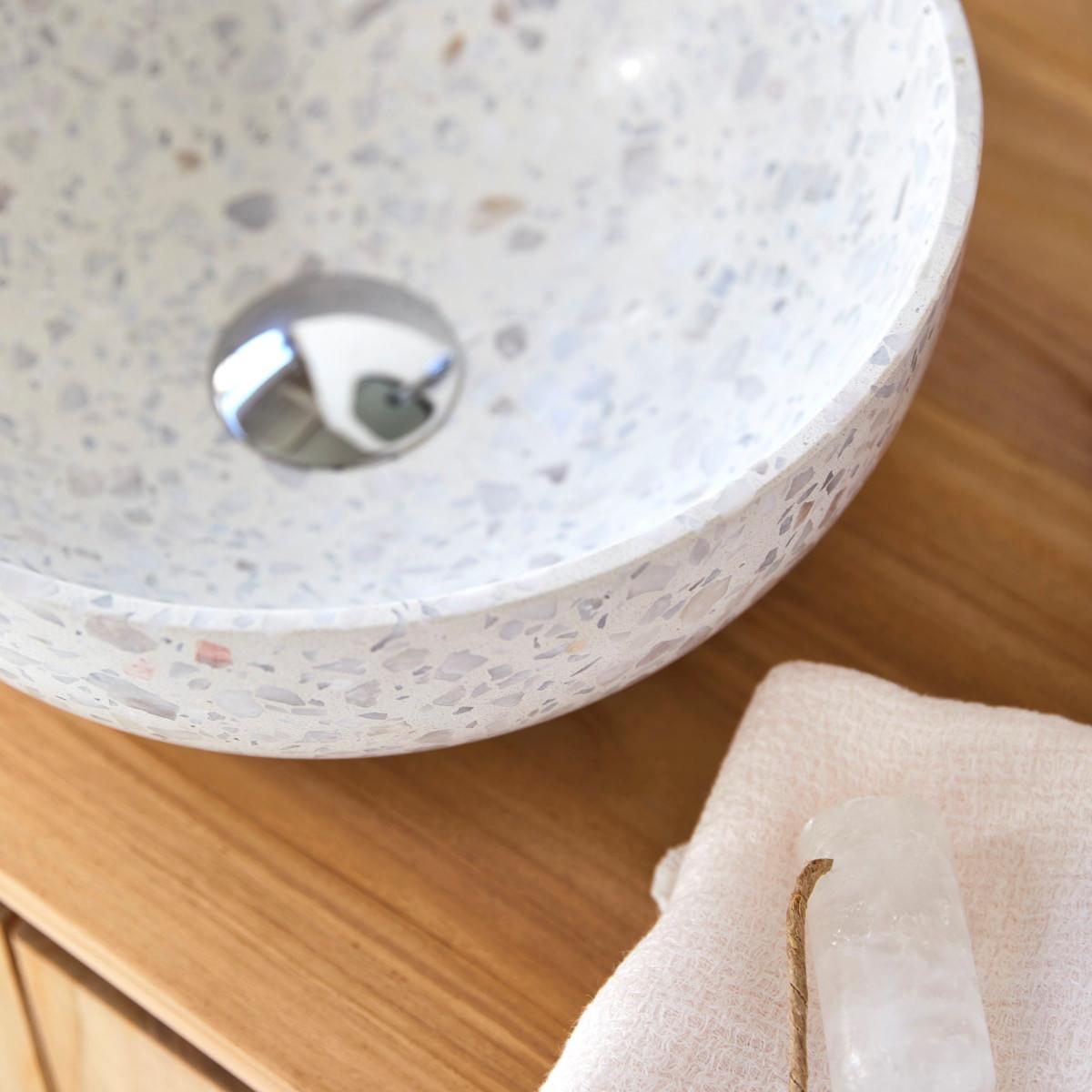 Tikamoon Lavabo rotondo in battuto di terrazzo premium moon Elea  