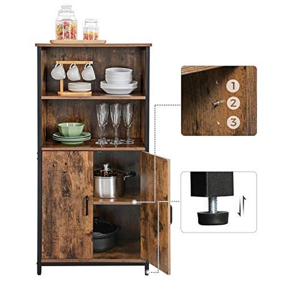 Pricenet  Armoire de rangement spacieuse marron rustique, 60x35x125 cm 