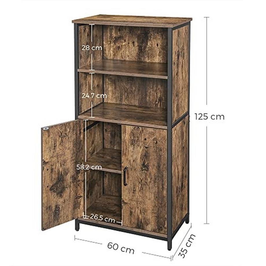 Pricenet  Armoire de rangement spacieuse marron rustique, 60x35x125 cm 