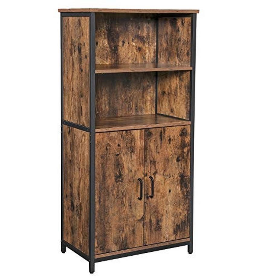 Pricenet  Armoire de rangement spacieuse marron rustique, 60x35x125 cm 