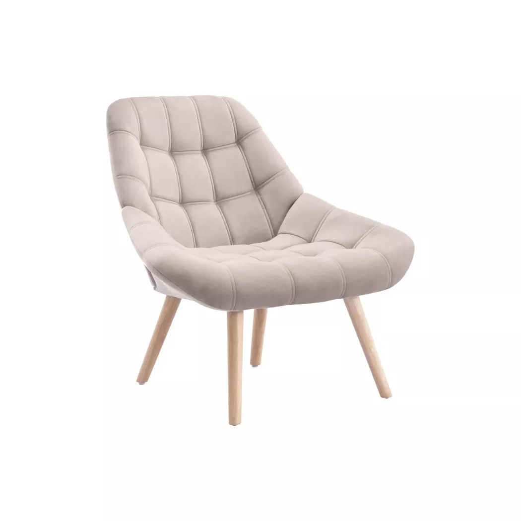Vente-unique - Fauteuil en velours beige LUOSTO, One Size