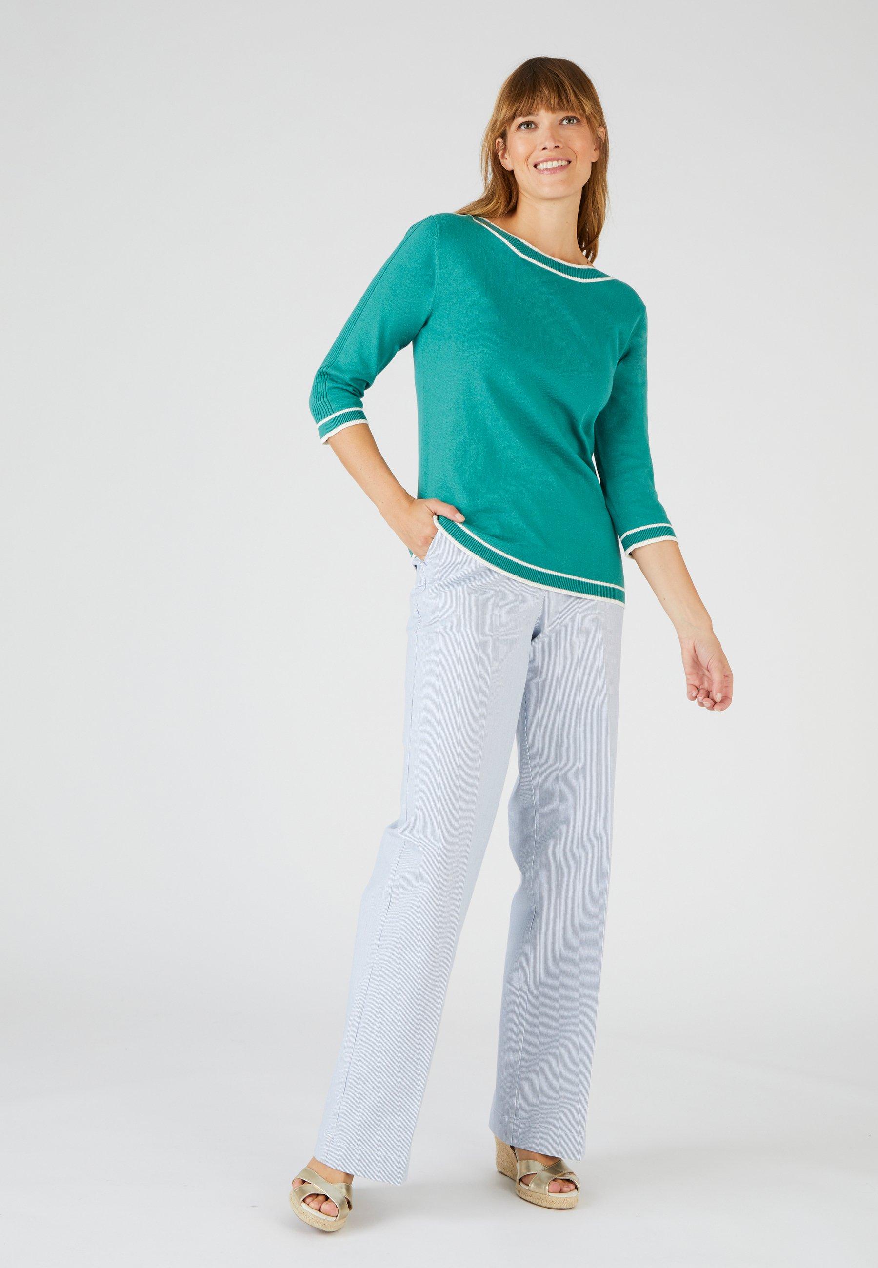 Image of Pullover Mit Streifen Und Rippenmuster. Damen Grün 42/44