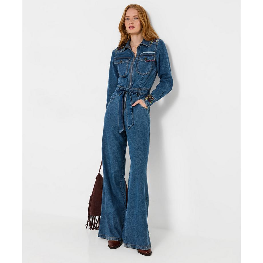 Goldie Jeans-Jumpsuit mit Stickerei