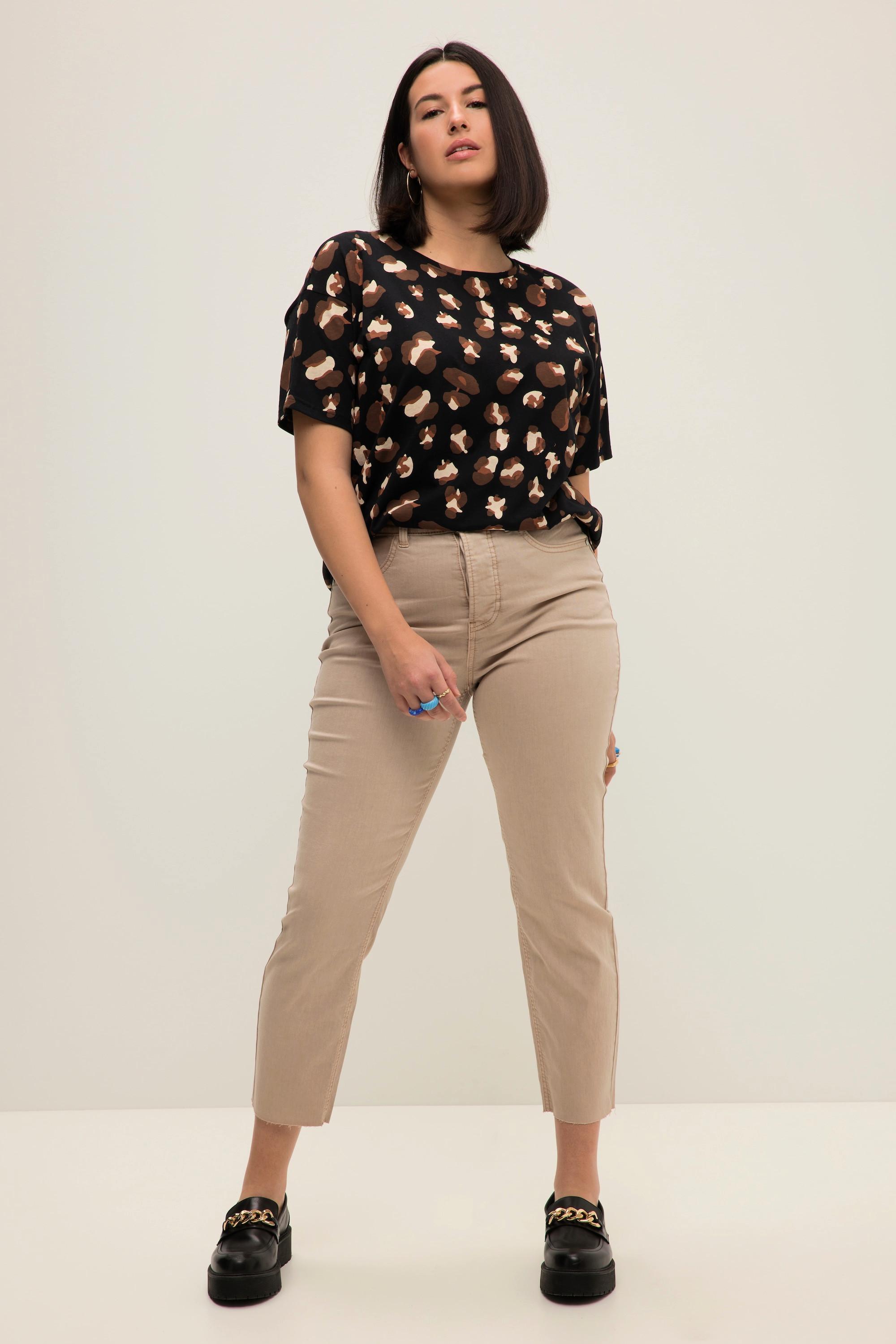 Studio Untold  7/8-Mom-Jeans, Wide Legs, cutted Saum, 5-Pocket 