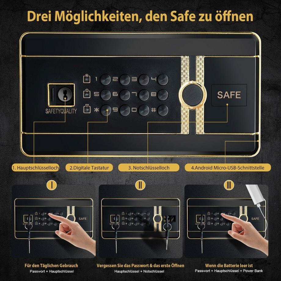 Northix Cassaforte digitale con sistema di allarme  