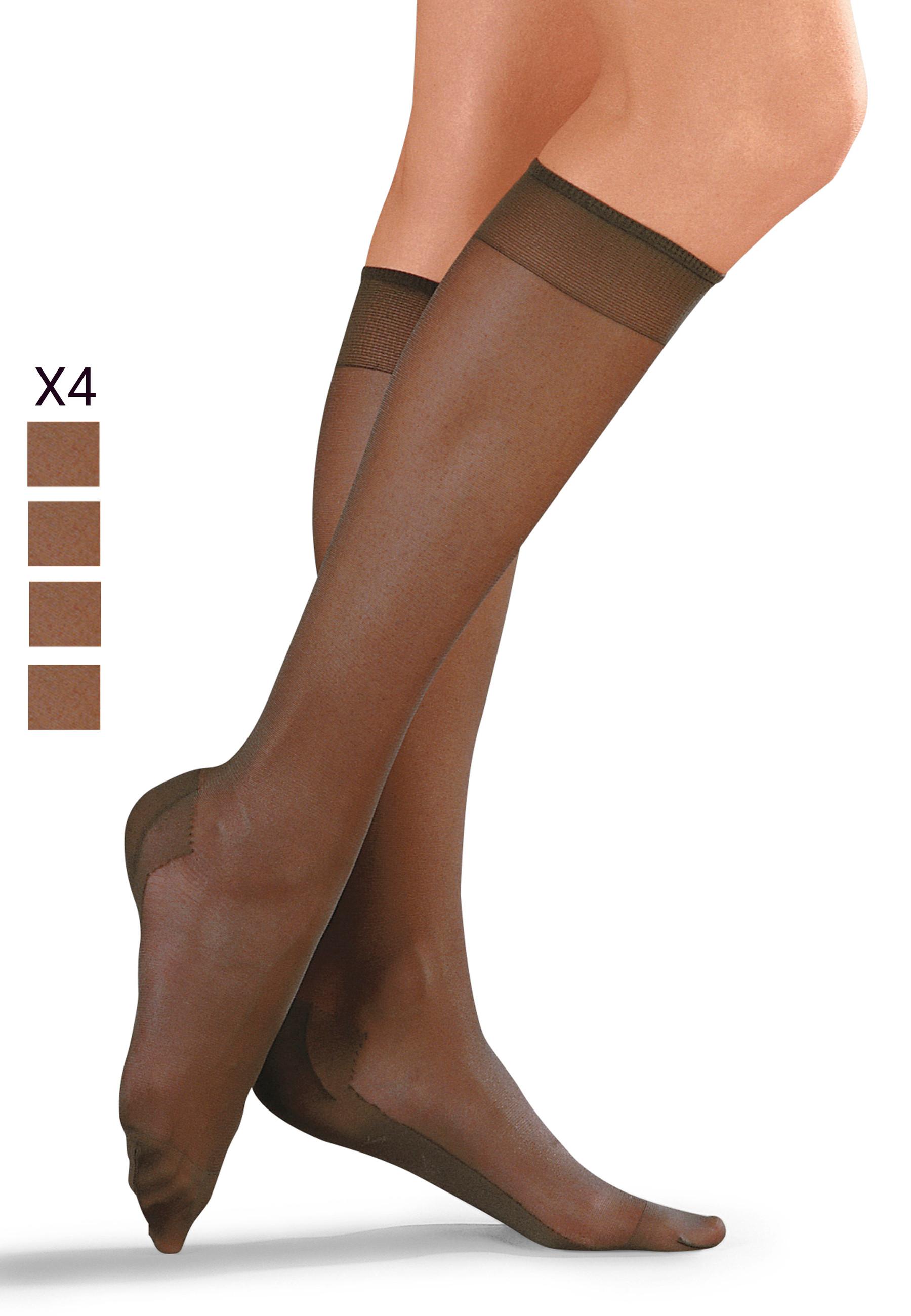 Image of Voile-kniestrümpfe Im 4er-pack. Damen Braun 38/39