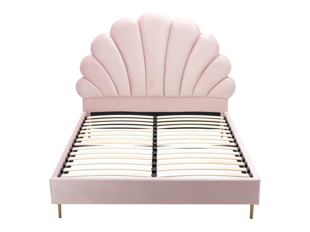 Vente-unique Lit coquillage 140 x 190 cm  - Velours - Rose - LIVAYA  