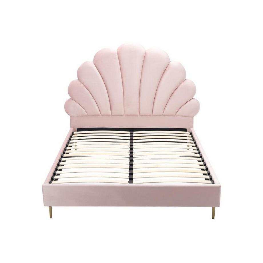 Vente-unique Letto conchiglia 140 x 190 cm Velluto Rosa - LIVAYA  