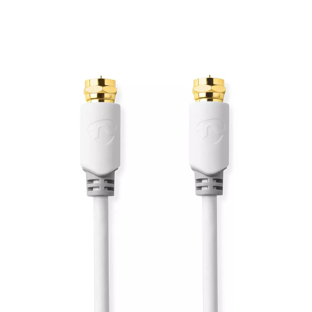 Nedis Satellite & Antenna Cable | F Male | F Male | Gold Plated | 90 dB | 75 Ohm | Single Shielded | 3.00 m | Round | PVC | White | Box