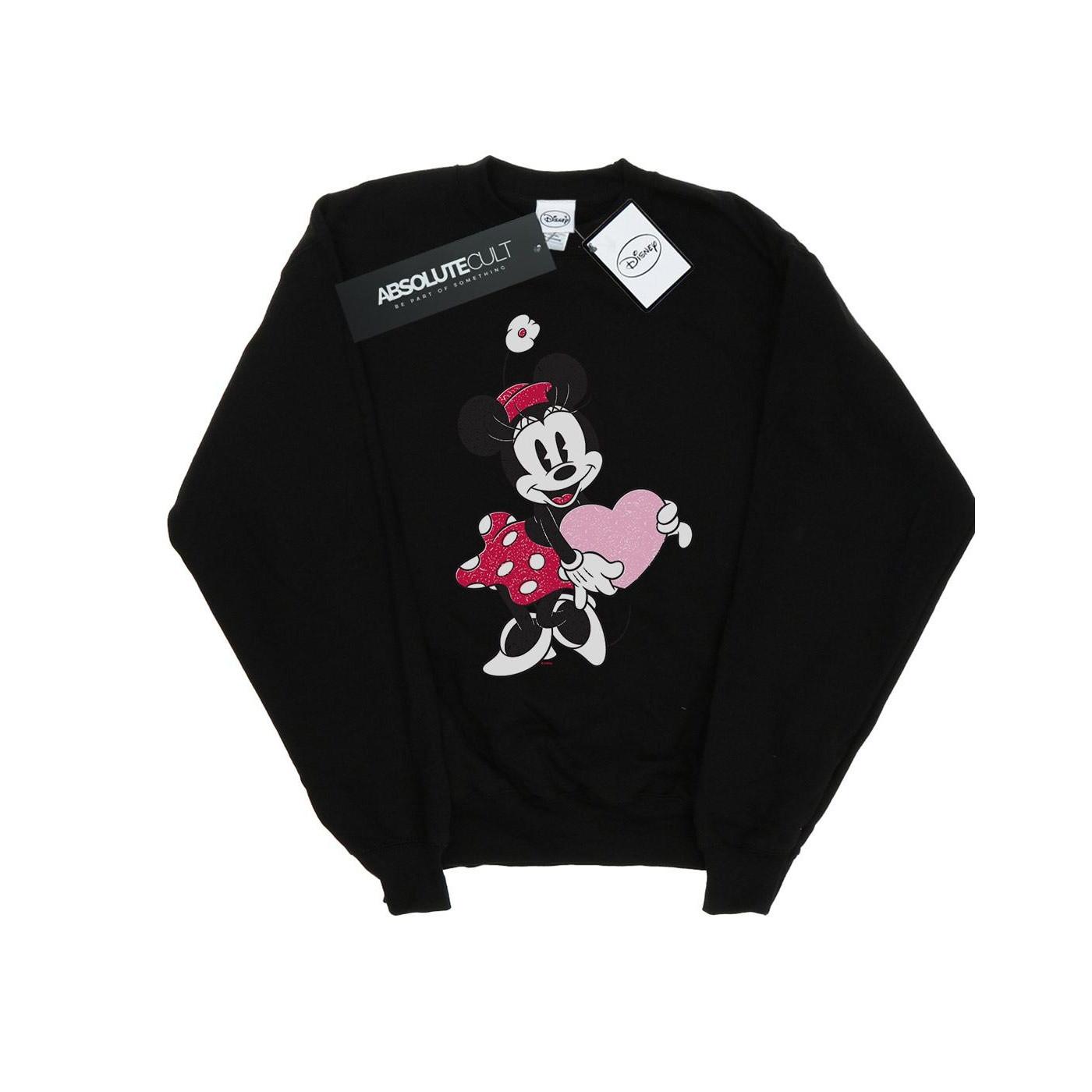 Image of Minnie Mouse Love Heart Sweatshirt Unisex Schwarz 152-158