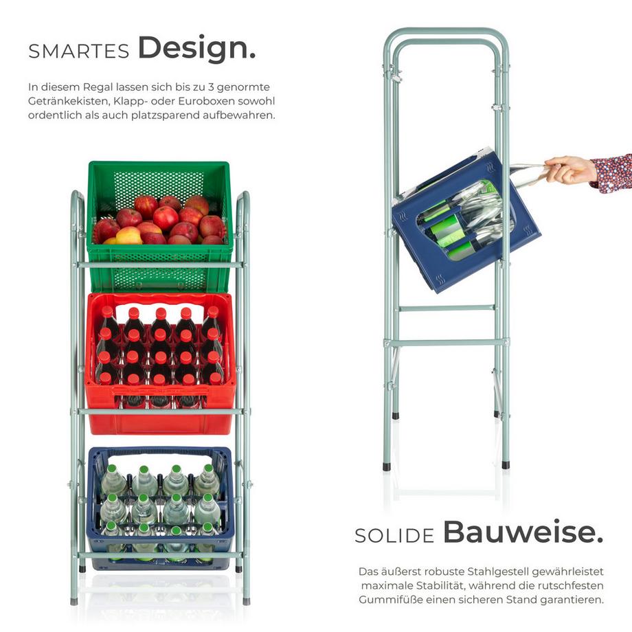 Tectake Getränkekistenregal  aus Stahl für 3 Kisten  