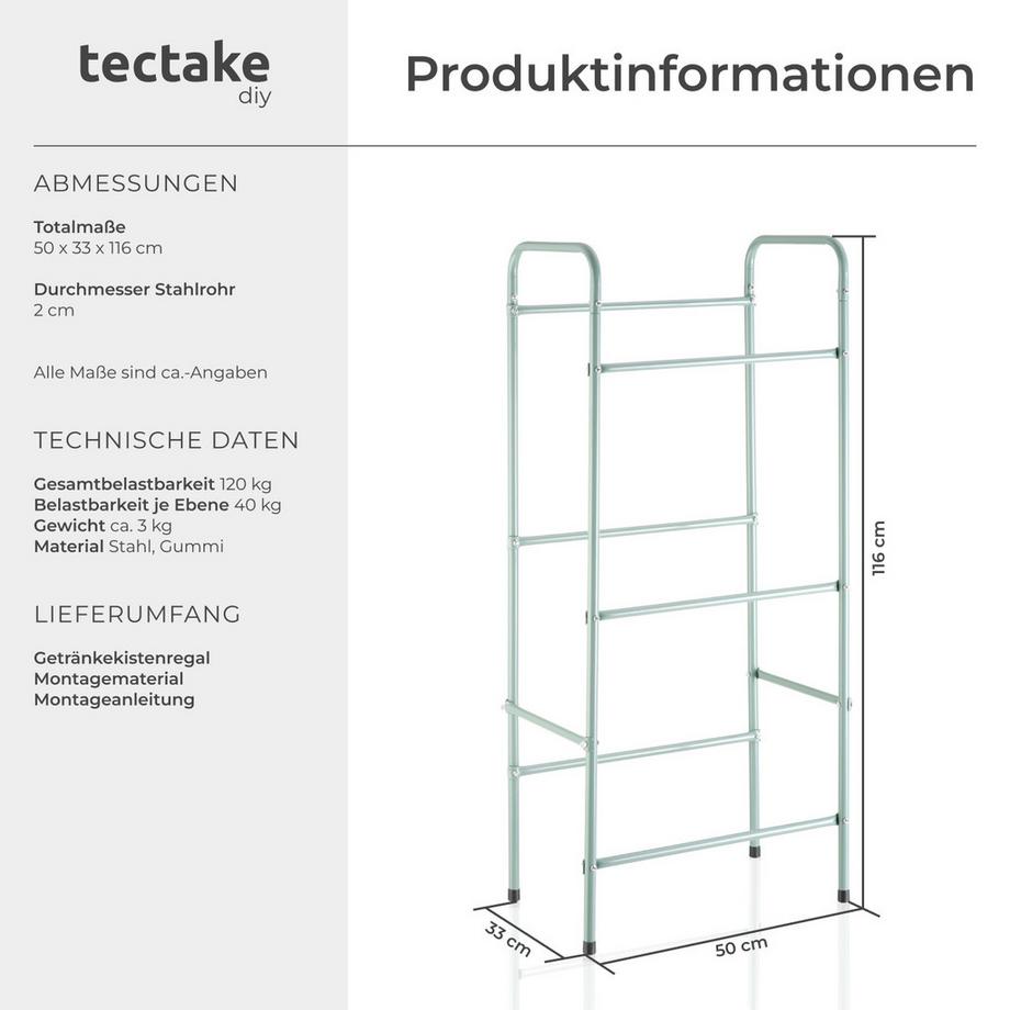Tectake Getränkekistenregal  aus Stahl für 3 Kisten  