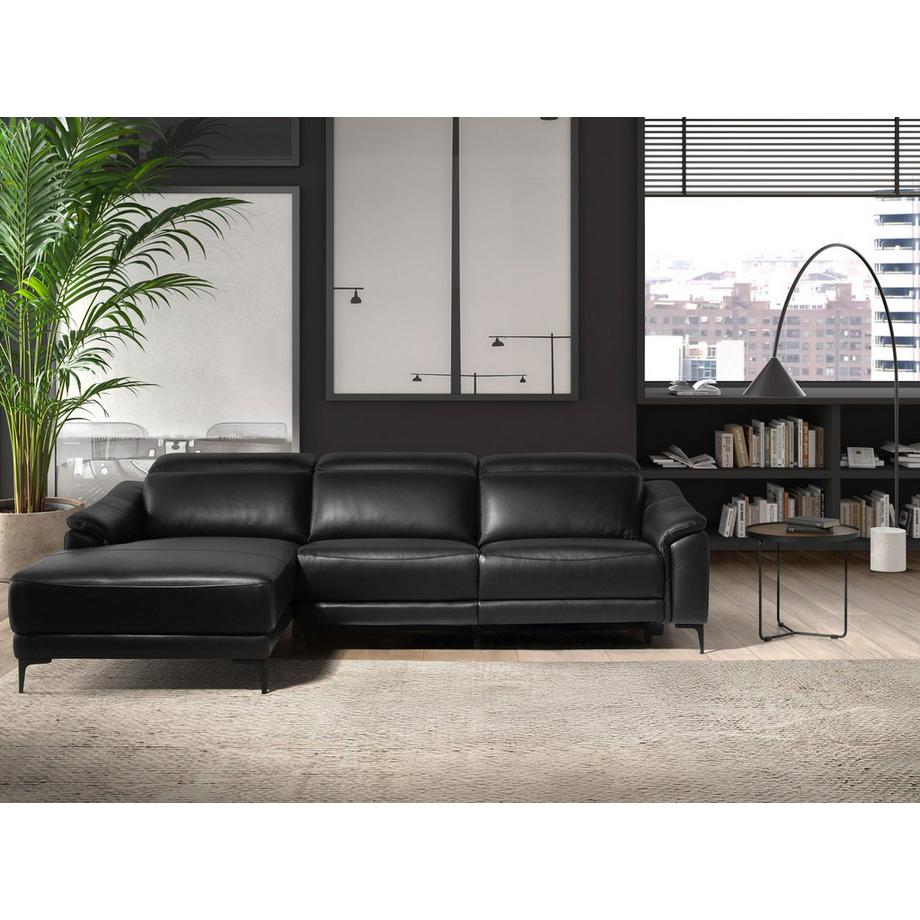 ANGEL CERDA Canapé d'angle relax gauche en cuir noir  