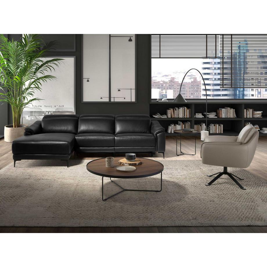 ANGEL CERDA Canapé d'angle relax gauche en cuir noir  