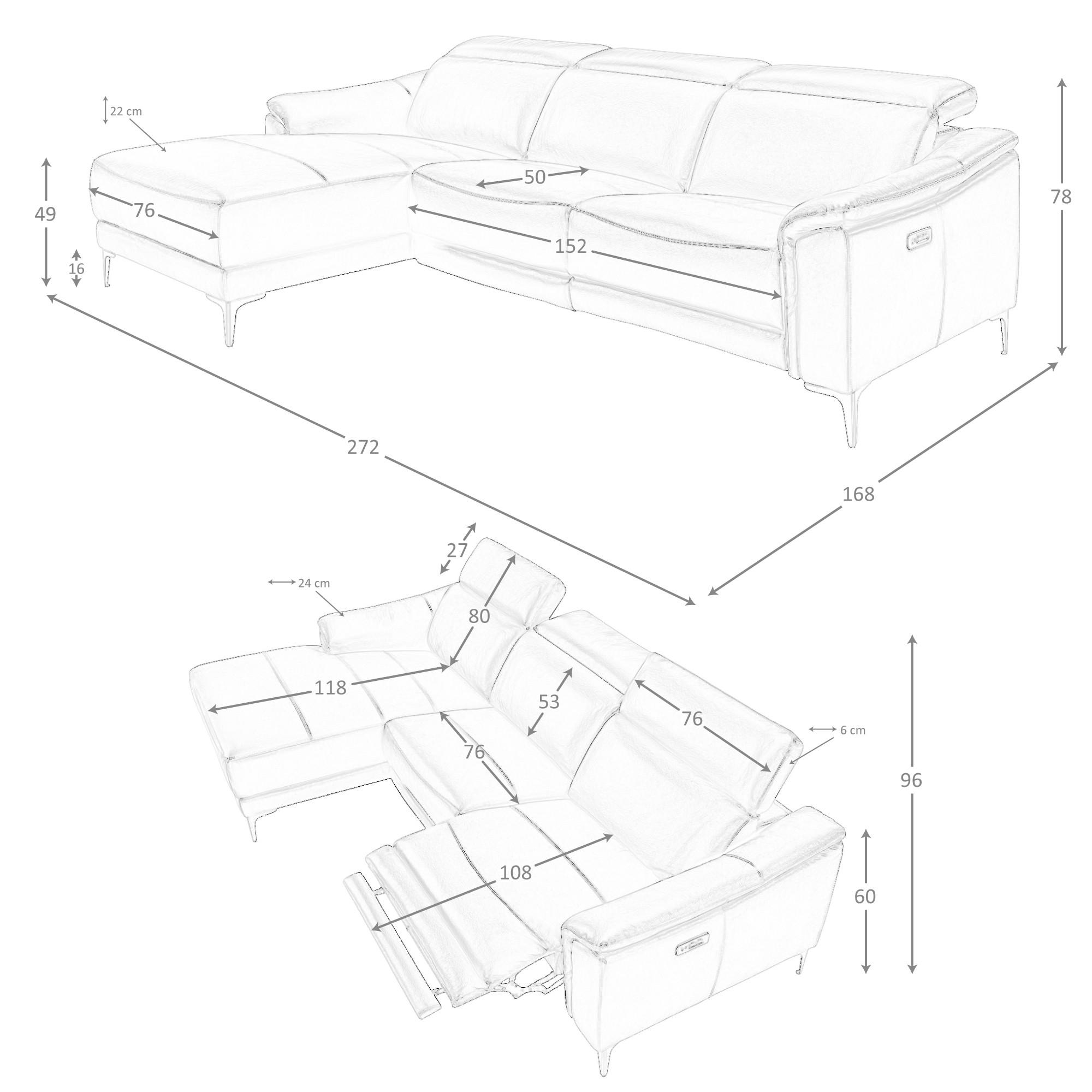 ANGEL CERDA Linkes Chaiselongue-Relaxsofa ausem Leder  