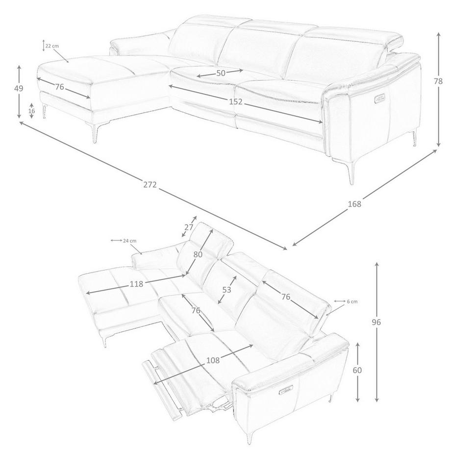 ANGEL CERDA Canapé d'angle relax gauche en cuir noir  