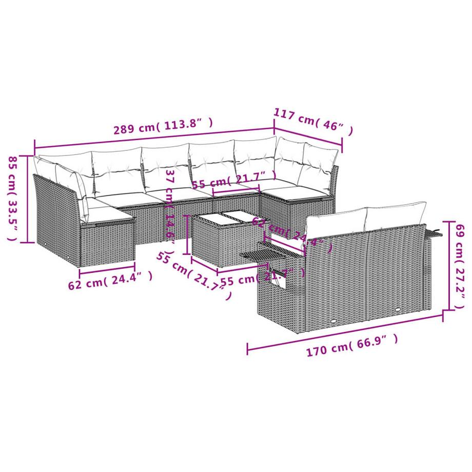 VidaXL Garten sofagarnitur poly-rattan  