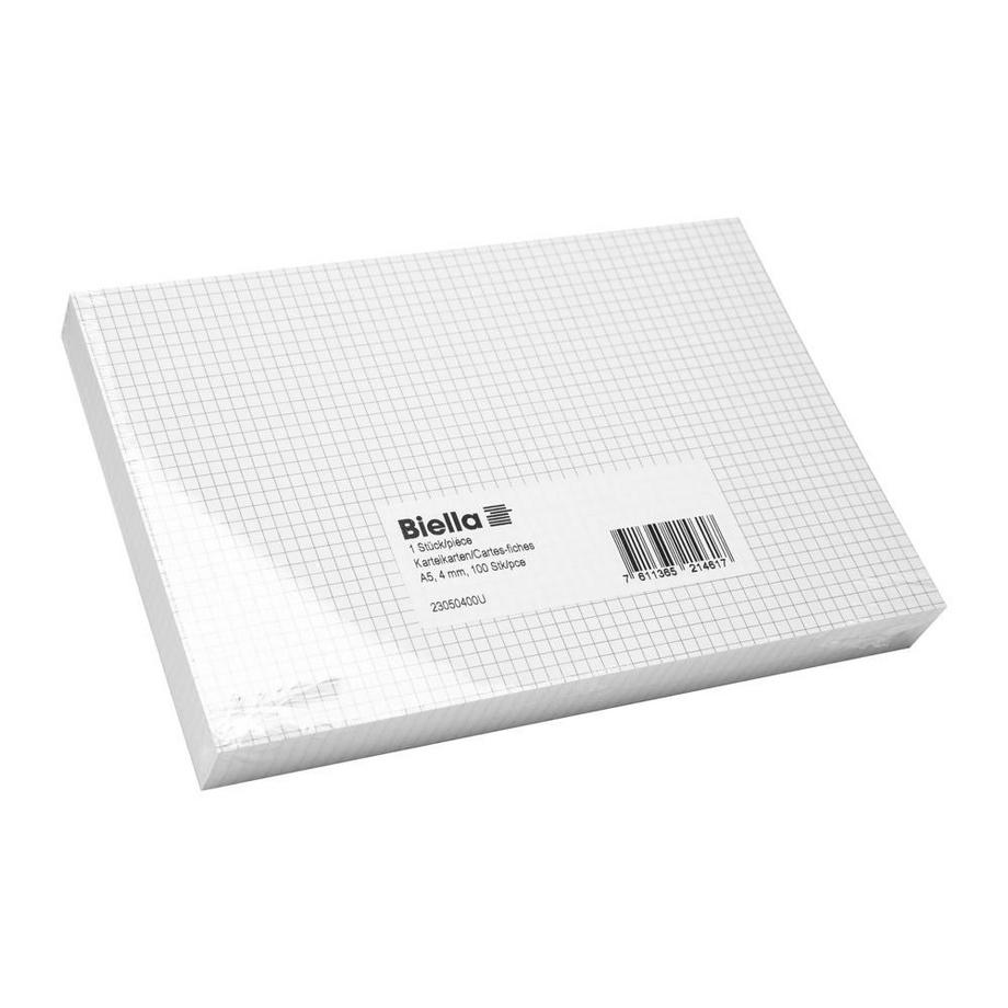 Biella Cartes-fiches A5 quadrillée 4 mm  