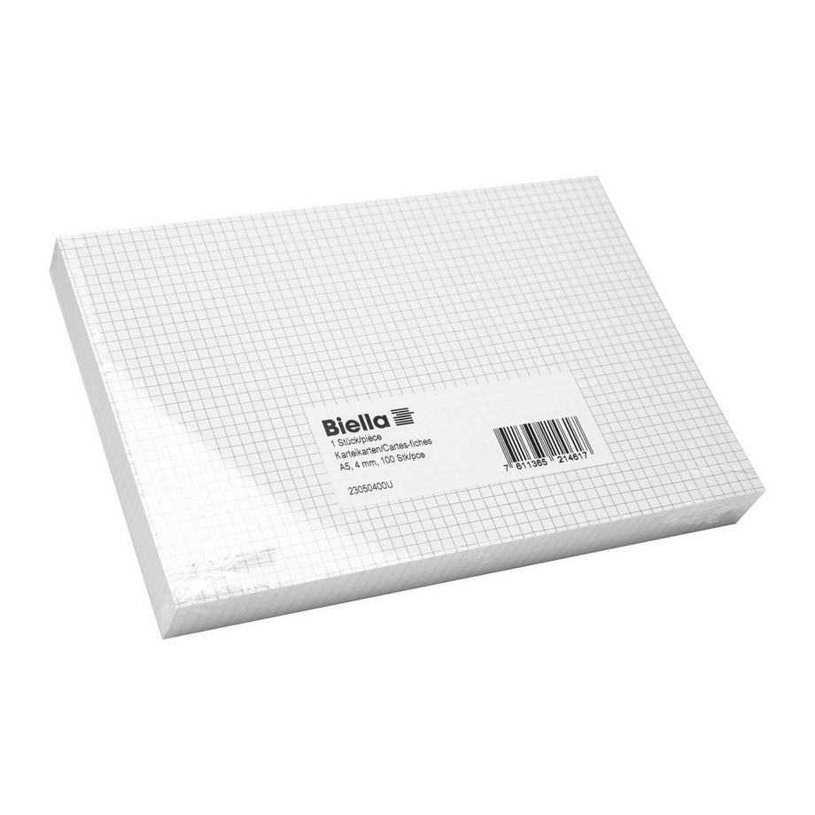 Biella Cartes-fiches A5 quadrillée 4 mm  