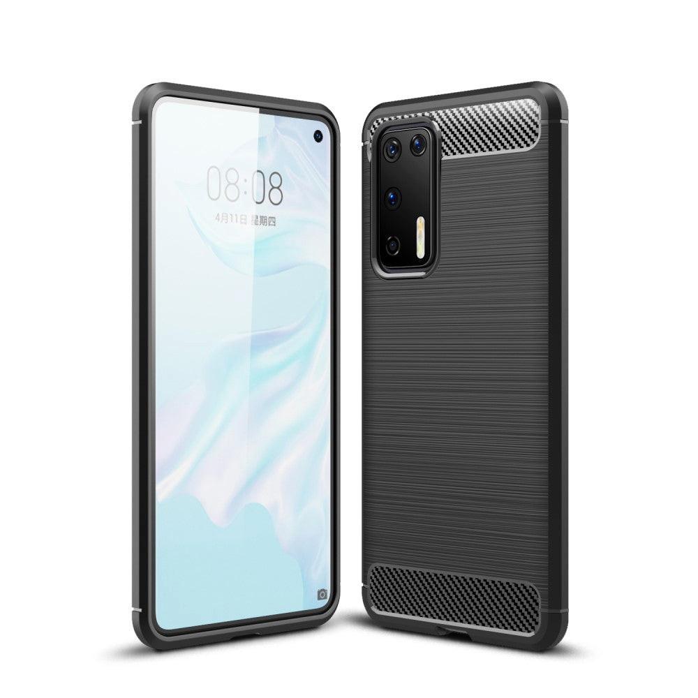 Image of Huawei P40 Pro- Metall Carbon Look Gummi Hülle Schwarz