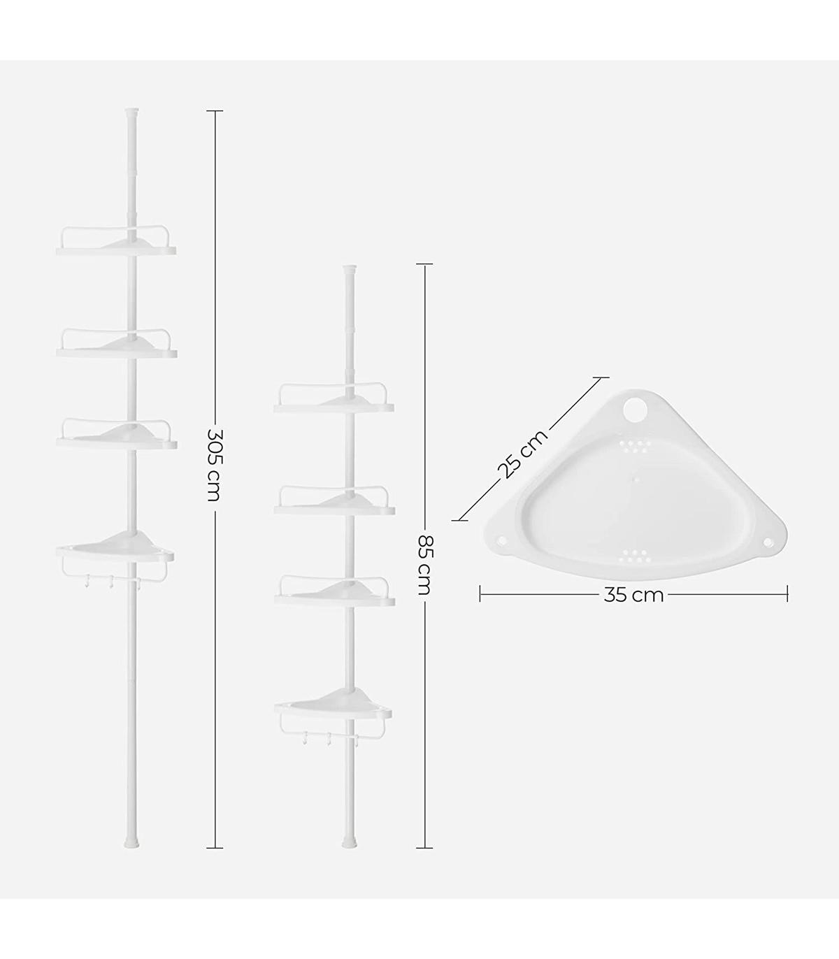 Calicosy  Étagère de Douche Réglable avec 4 Tablettes - H85/305 cm 