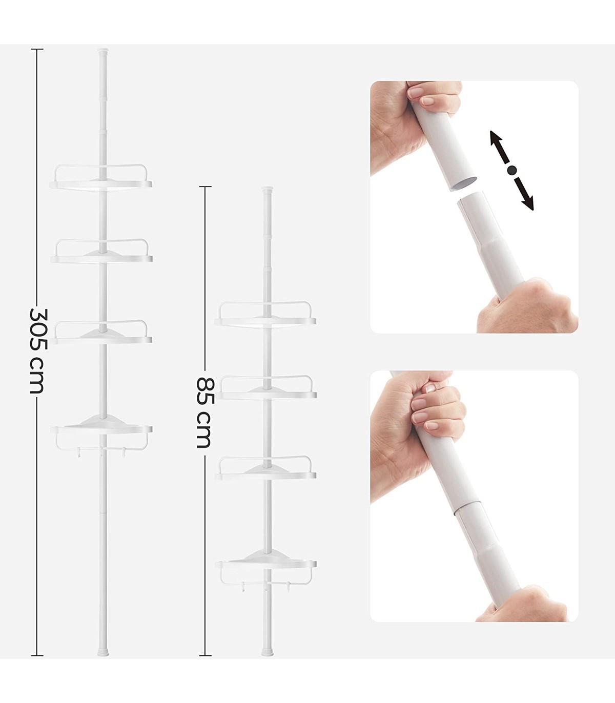 Calicosy  Étagère de Douche Réglable avec 4 Tablettes - H85/305 cm 